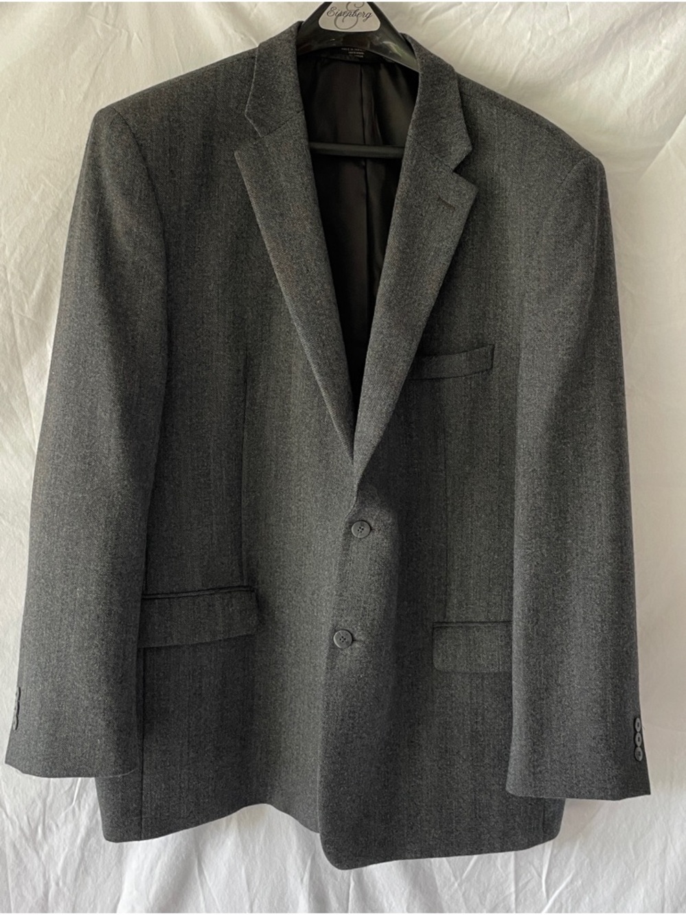 Men's Eisenberg Charcoal Gray Herringbone Two-Button Blazer Sz 50L